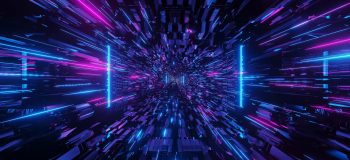 3D illustration of blue and purple futuristic sci-fi techno lights-cool background A 3D illustration of blue and purple futuristic sci-fi techno lights-cool background